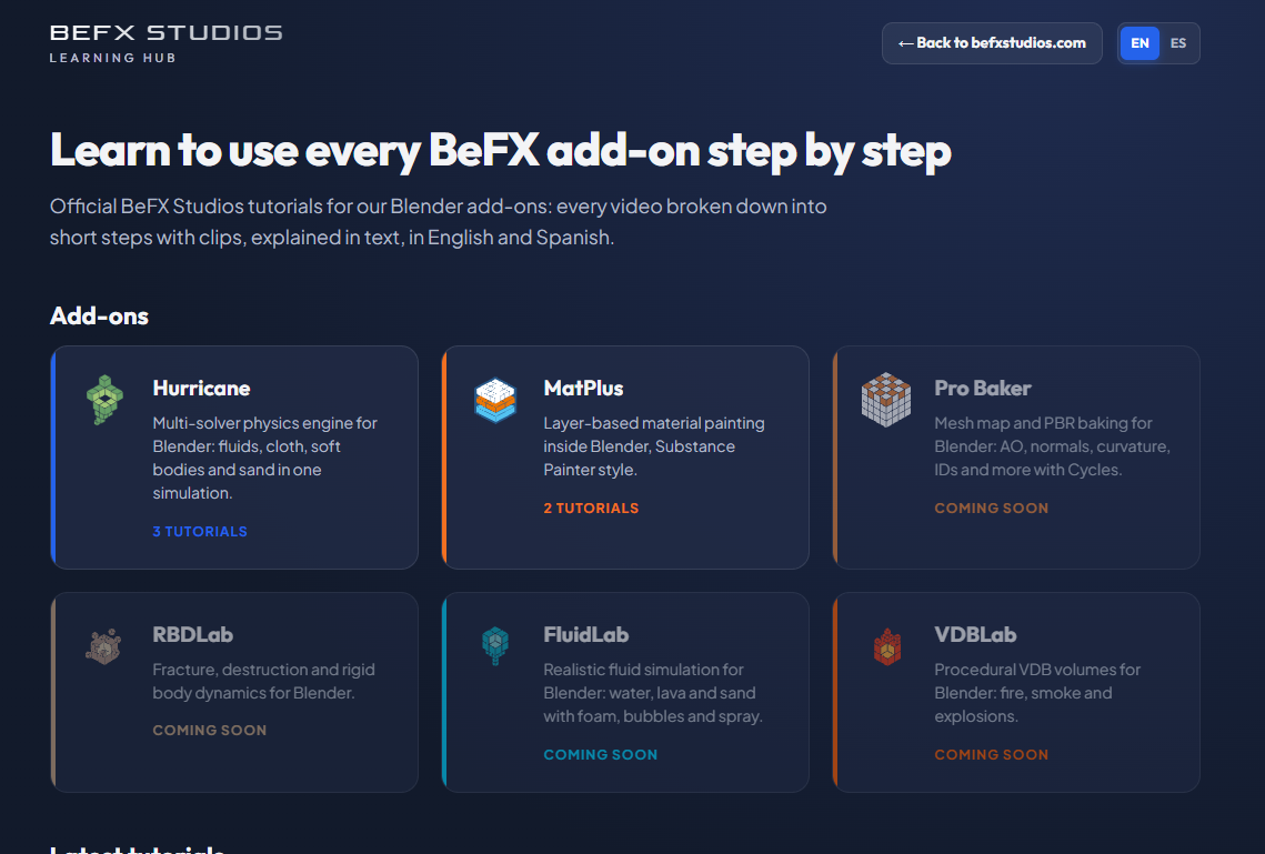 The BeFX Learning Hub Is Born: Learn All Our Add-ons Step by Step