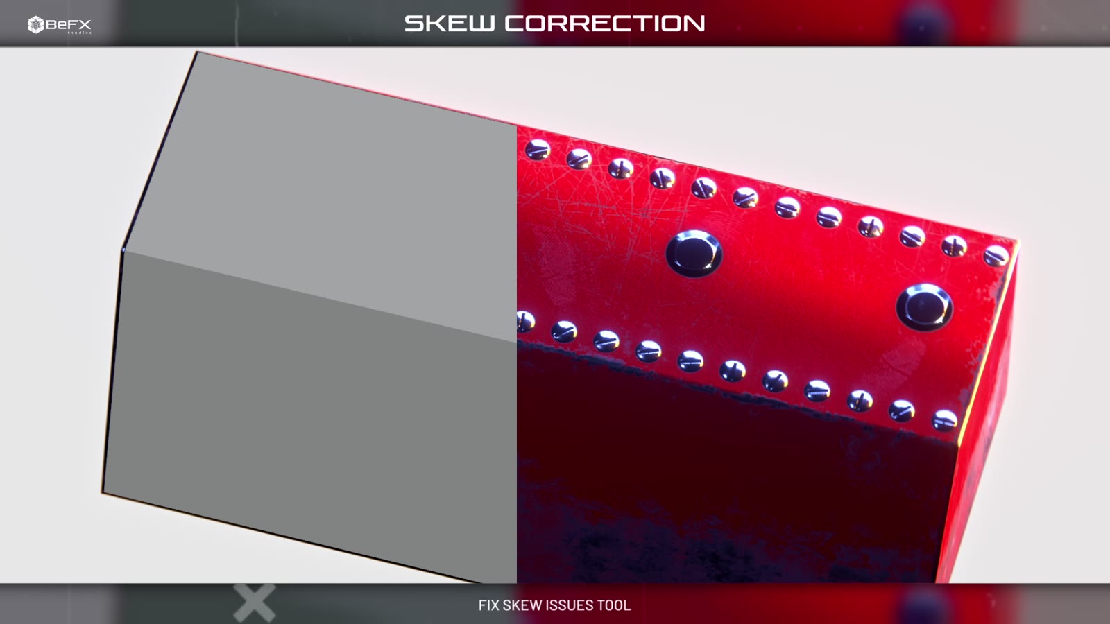 Rivets on a plate, before and after skew correction